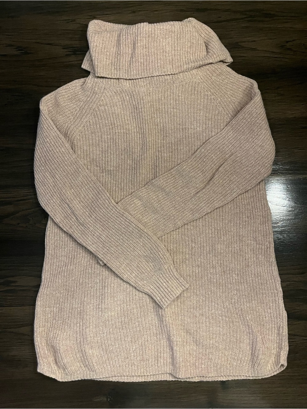Tahari Blush Ribbed Cowl Neck Sweater